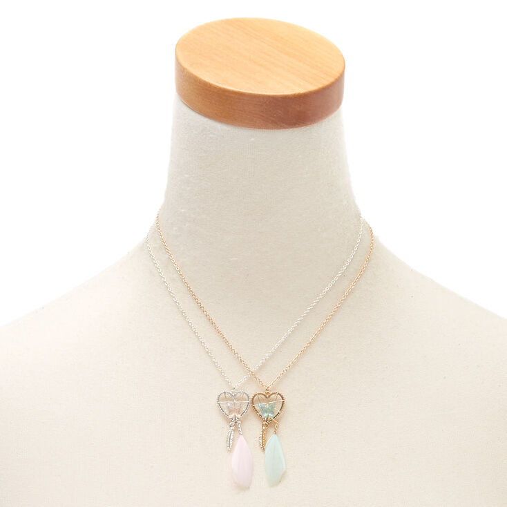 Lot de 2&nbsp;colliers &agrave; pendentif attrape-r&ecirc;ves motif papillon best friends,