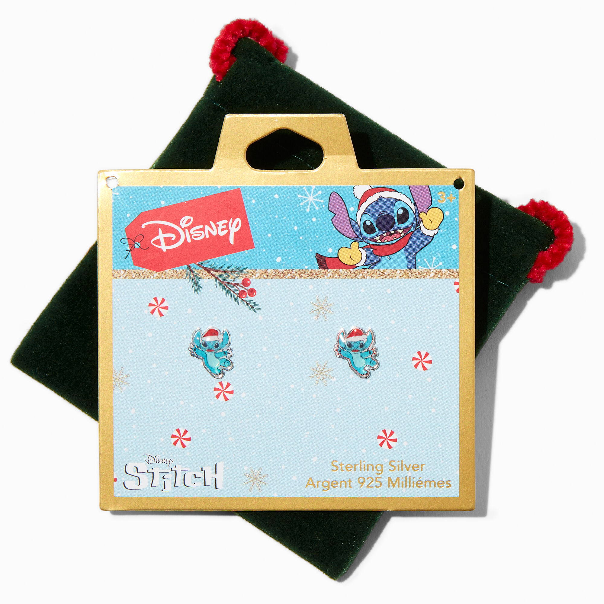 View Claires Disney Stitch Christmas Figure Enamel Stud Earrings Silver information