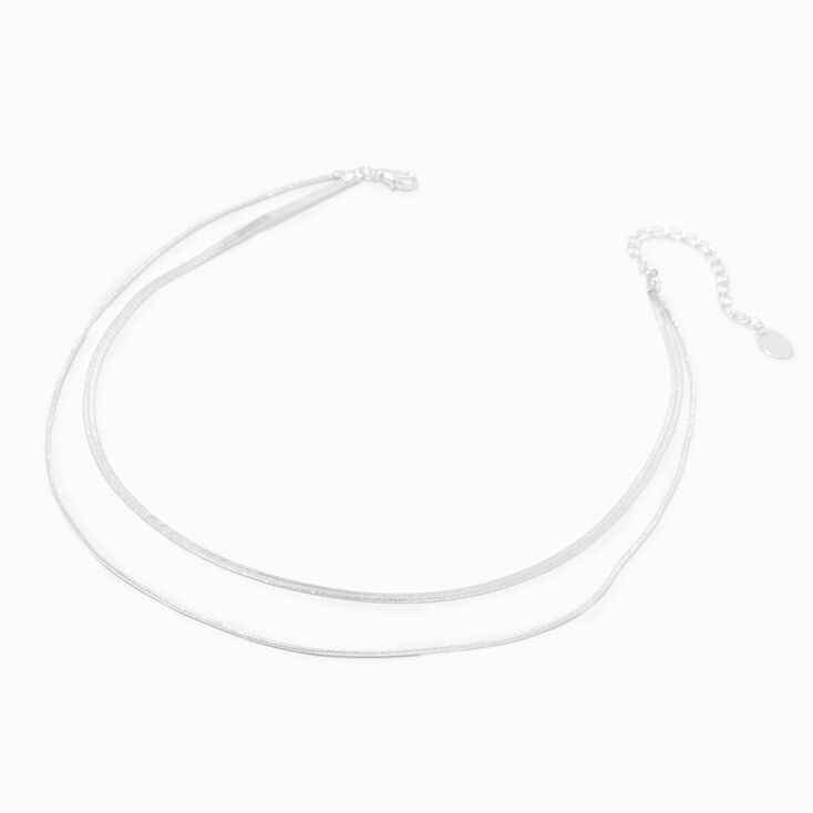Silver-tone Delicate Snake Chain Multi-Strand Necklace,