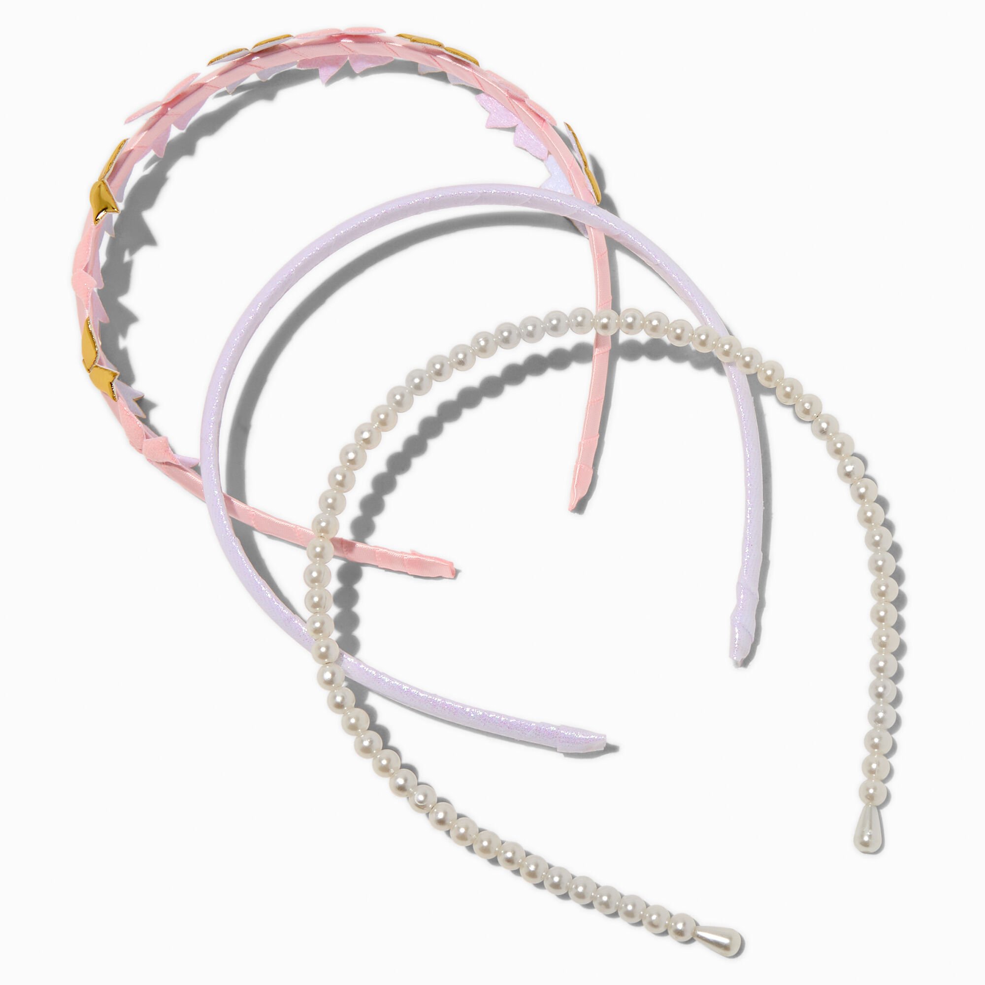 Claire's Club Pink & Gold Bow Headbands - 3 Pack,