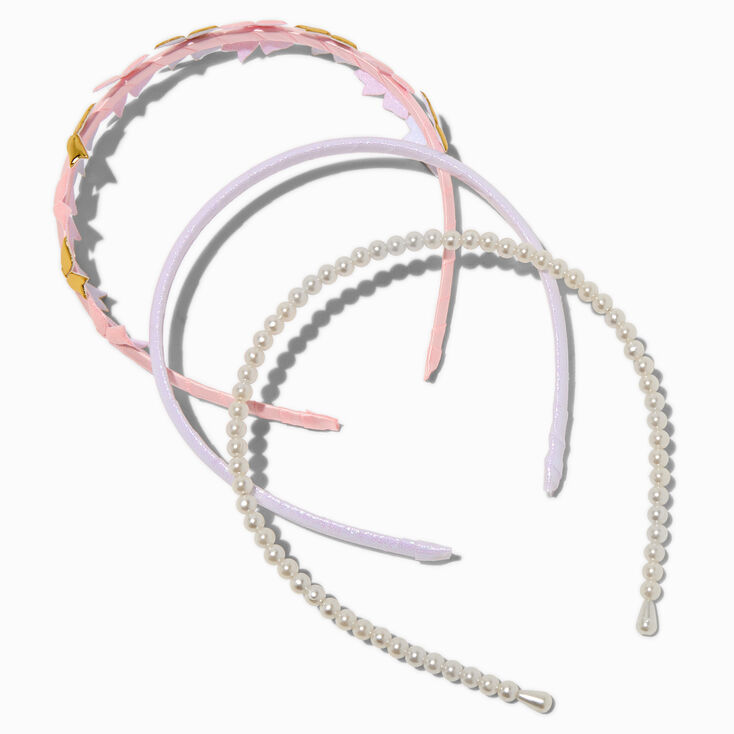 Claire&#39;s Club Pink &amp; Gold Bow Headbands - 3 Pack,