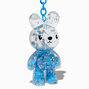 Porte-cl&eacute;s &agrave; paillettes rempli d&rsquo;eau lapin bleu,