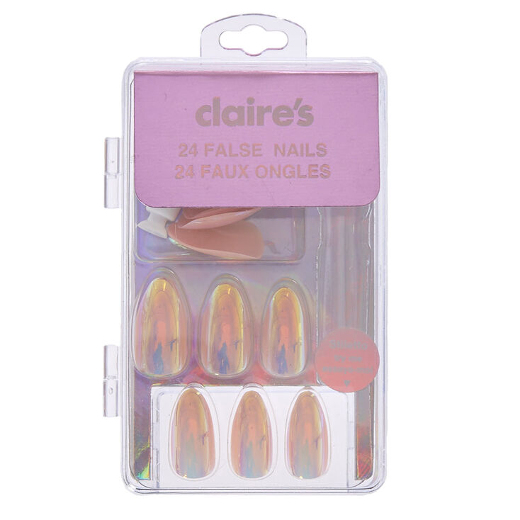 Faux ongles holographiques pointus,