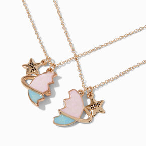 Best Friends Glow in the Dark Split Planet Pendant Necklaces - 2 Pack,