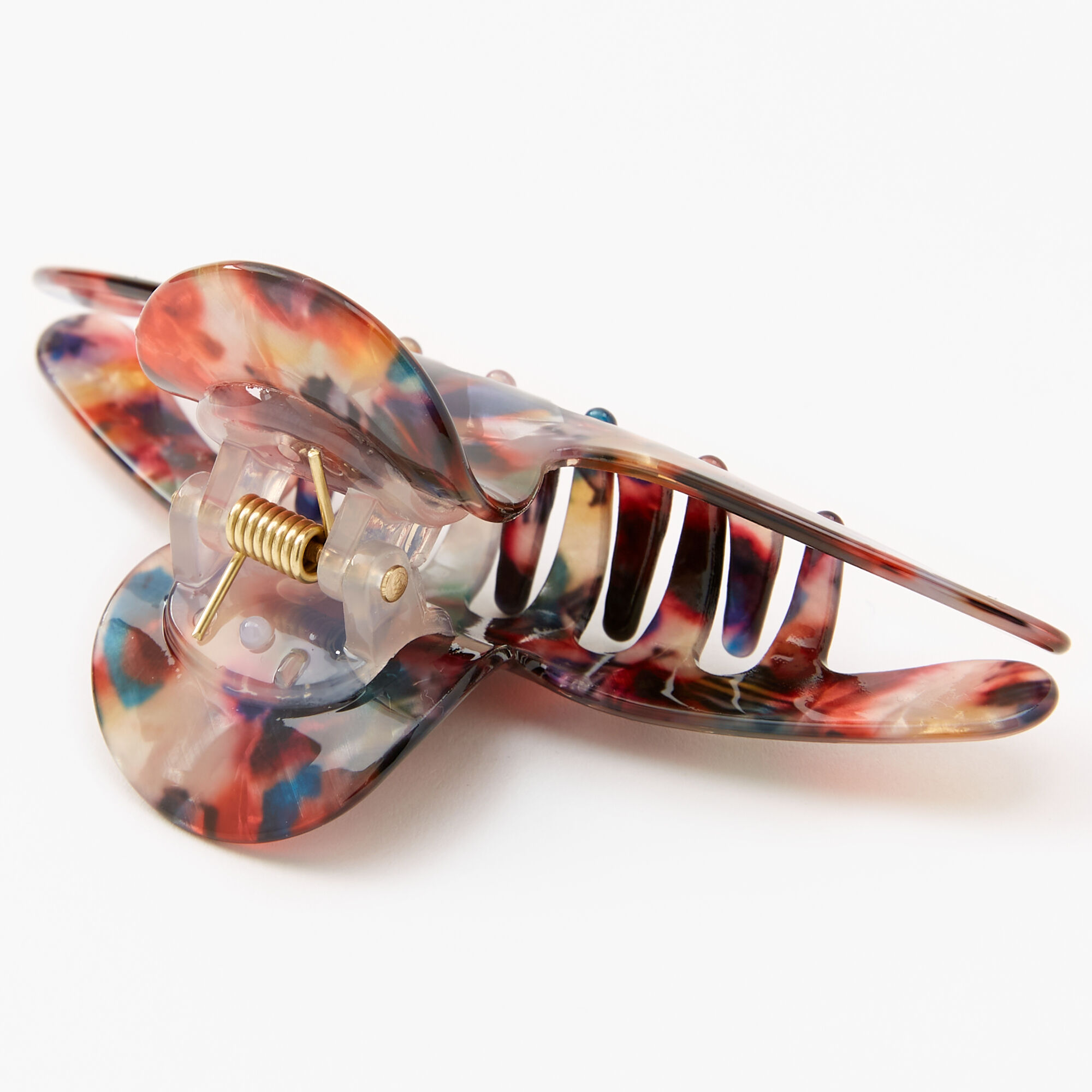 Medium Thin Rainbow Marble Hair Claw,