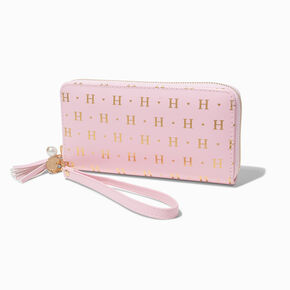 Golden Initial Wristlet Wallet - H,