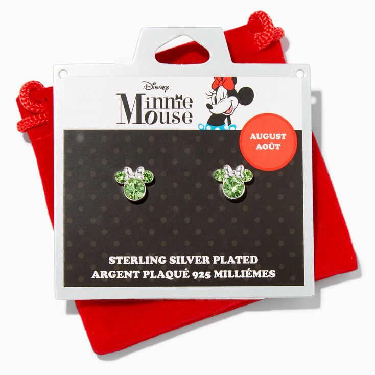 Disney Minnie Mouse Birthstone Sterling Silver Stud Earrings - August,