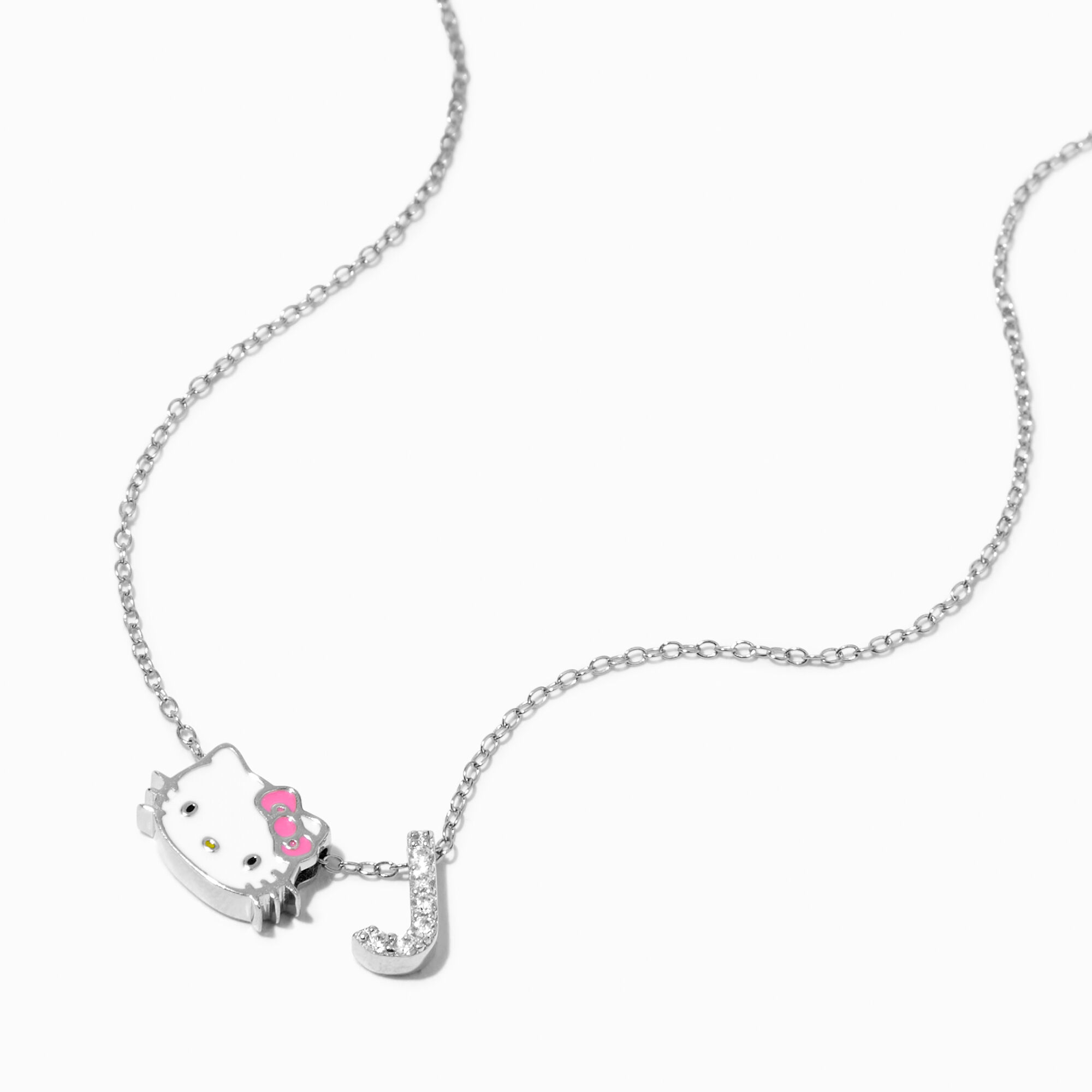 Sterling Silver Hello Kitty® Initial Pendant Necklace - J | Claire's US