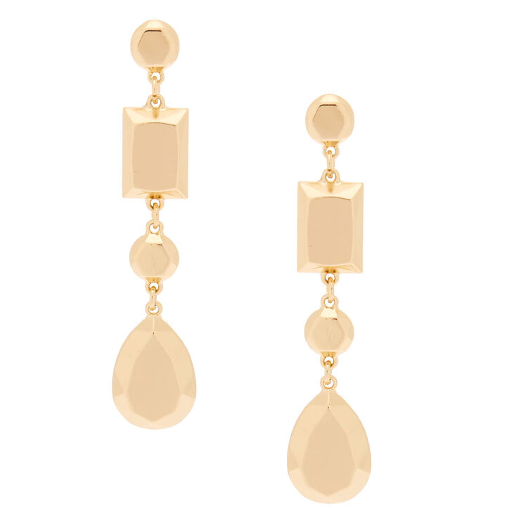 Claire's Pendantes métallisées géométriques couleur doré 8 cm