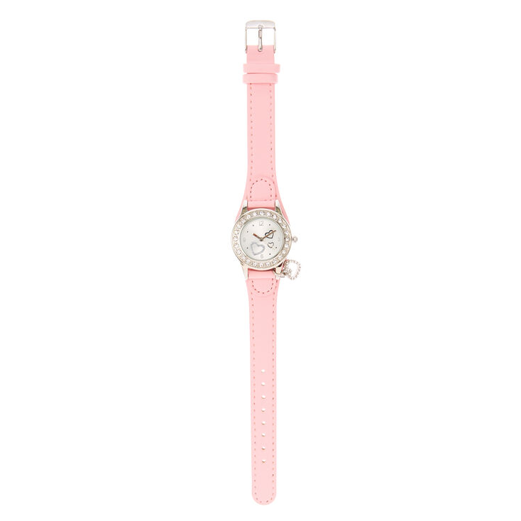 Pink Heart Charm Wrist Watch,