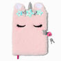 Pink Unicorn Star Furry Lock Diary,
