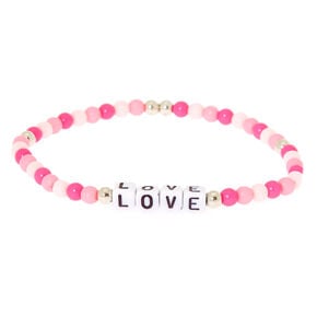 Love Beaded Stretch Bracelet - Pink,