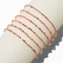 Pink Iridescent Rhinestone Stretch Bracelets - 6 Pack,