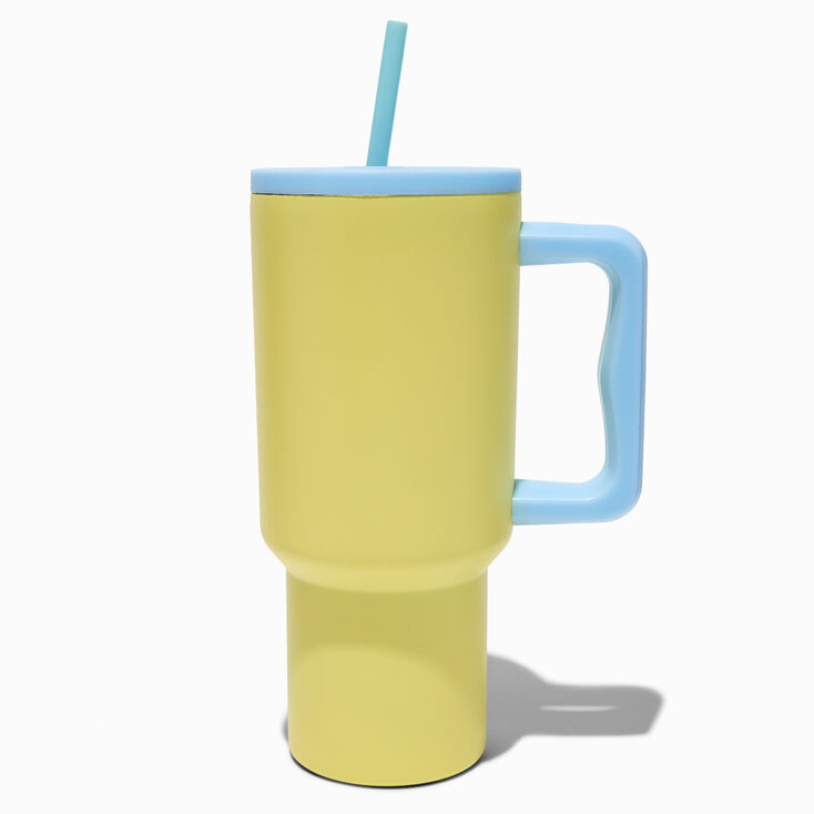 Yellow Colourblock Stainless Steel Handled Tumbler,