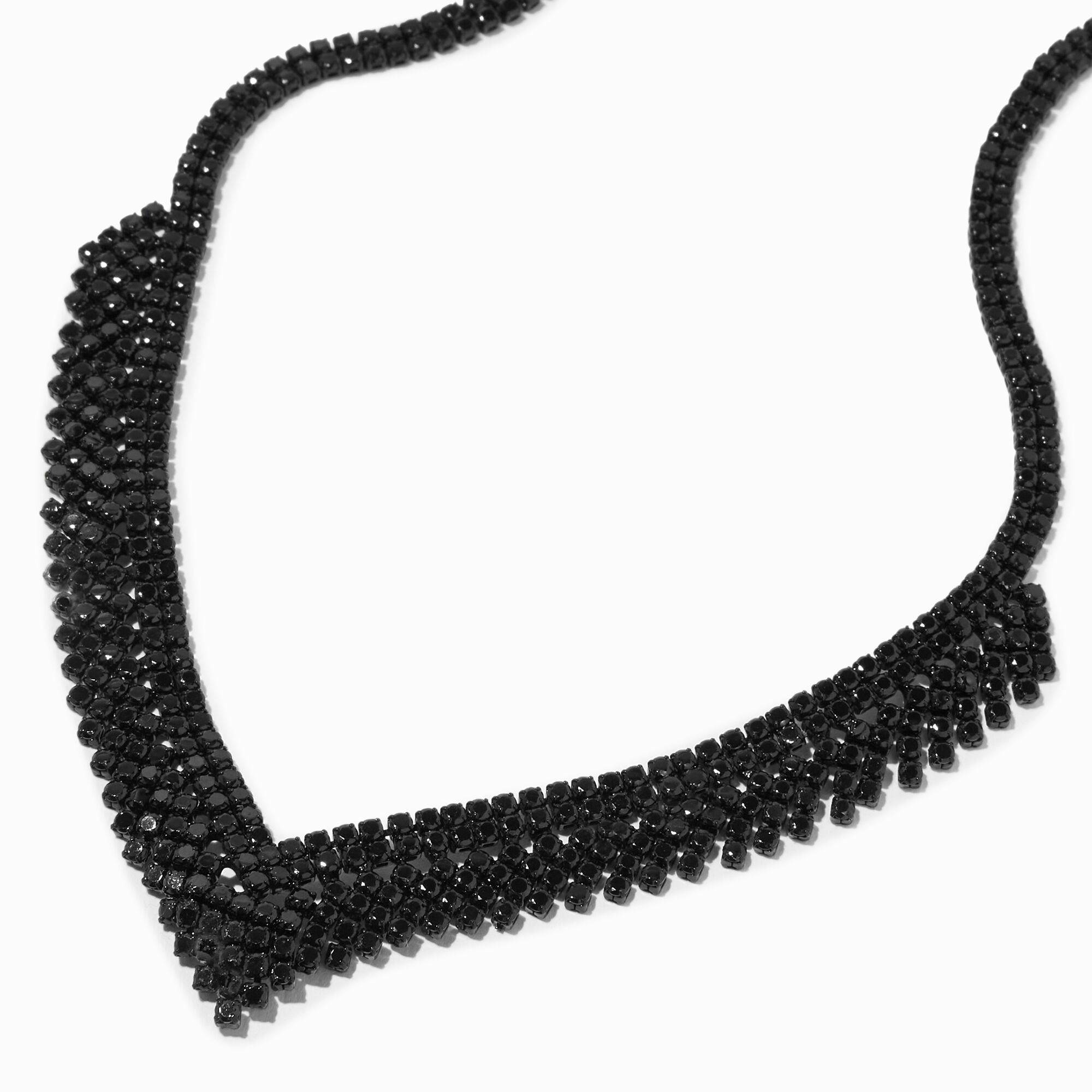 Black Rhinestone Zig Zag Statement Necklace Claire s US