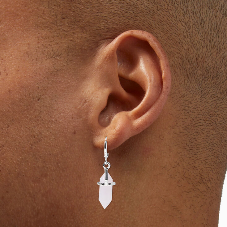 Pink Mystical Gem 10mm Huggie Hoop Drop Earrings,