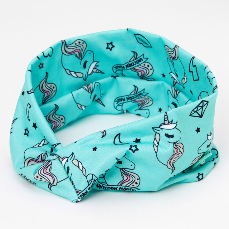 Claire's Bandeau à boutons magie des licornes - Vert menthe