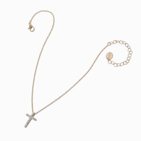 Claire&#39;s Club Special Occasion Gold-tone Cross Pendant Necklace,