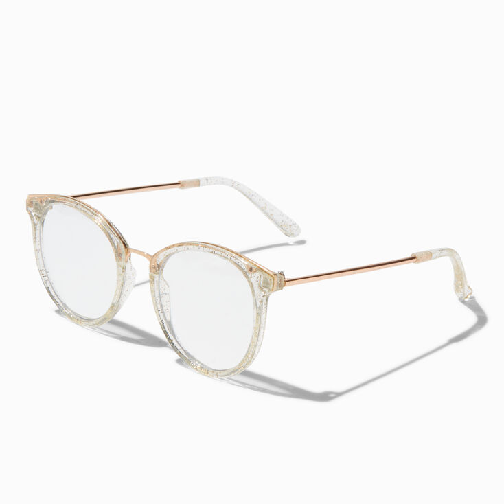 Golden Glitter Round Clear Lens Frames,