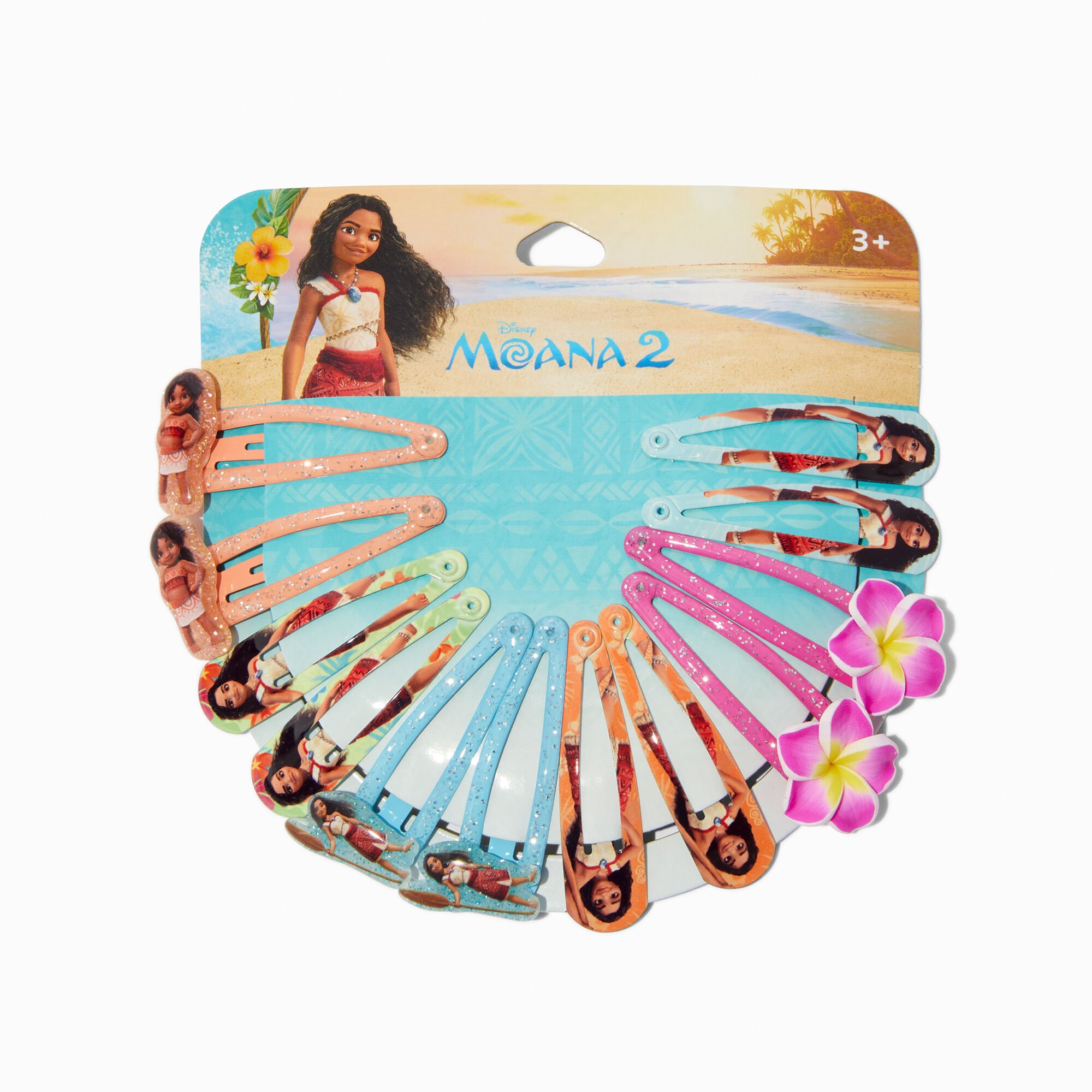 Disney Moana 2 Glitter Snap Hair Clips - 12 Pack,