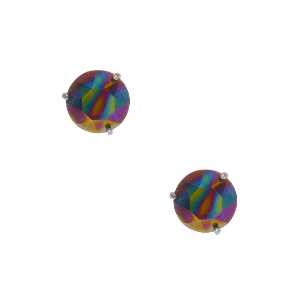 Sterling Silver Black AB Cubic Zirconia Earrings,