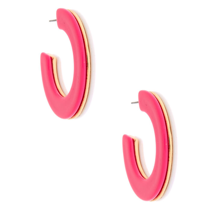 40MM Double-Color Resin Hoop Earrings - Pink,