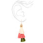 Pink &amp; Green Raffia 2&quot; Linear Drop Earrings,