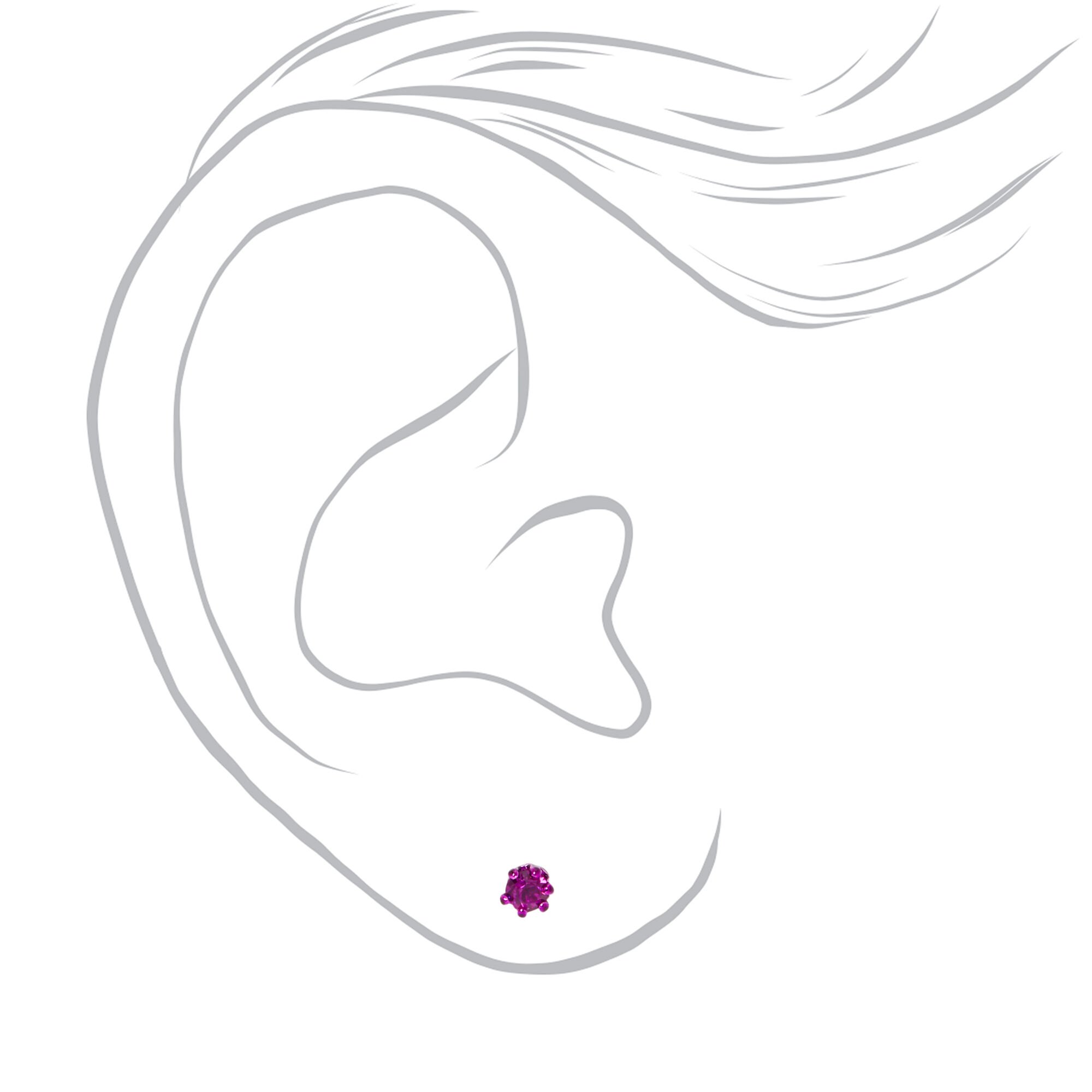 Rainbow Crystal 3mm Round Mixed Stud Earrings - 9 Pack,
