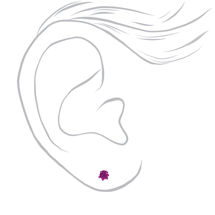 Rainbow Crystal 3mm Round Mixed Stud Earrings - 9 Pack,