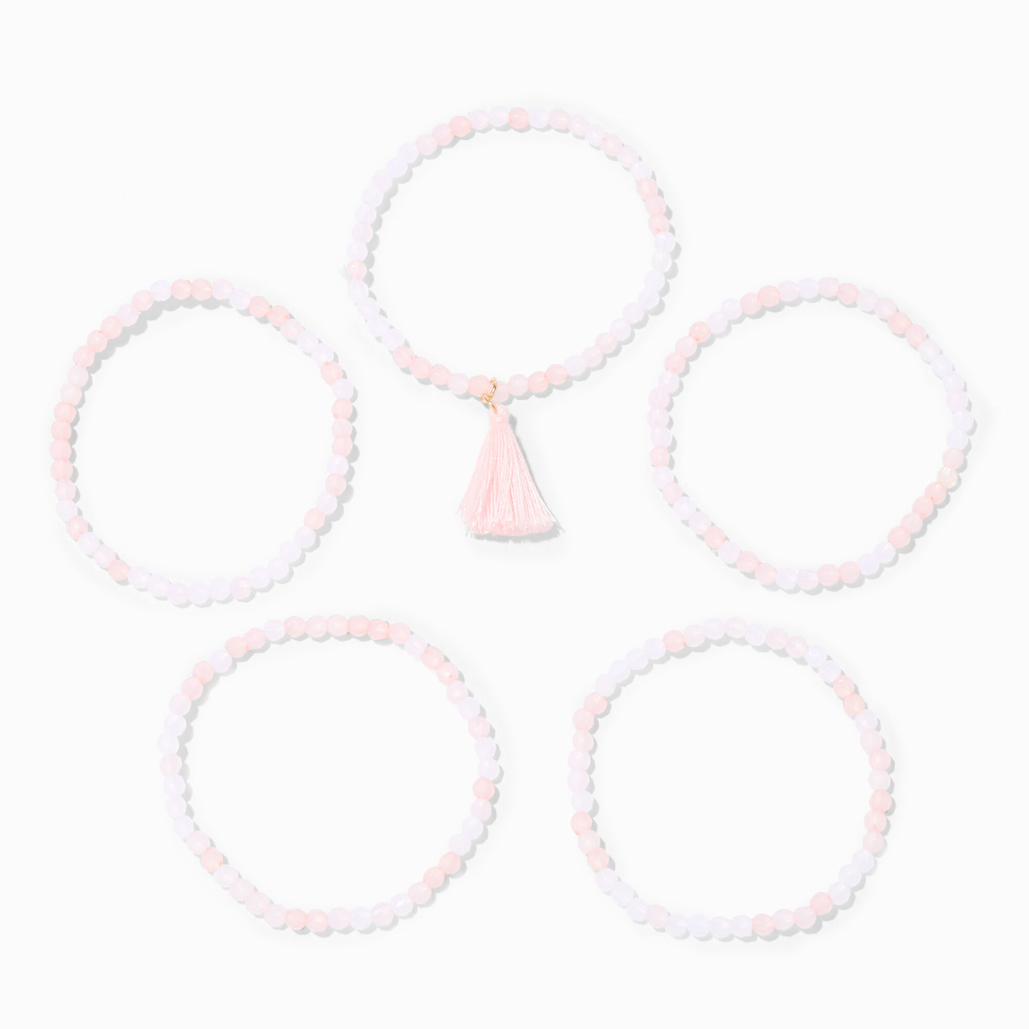View Claires Tassel Beaded Stretch Bracelets 5 Pack Pink information