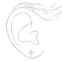 Silver Cubic Zirconia Cross Clip On Earrings,