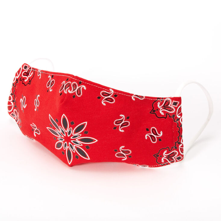 Cotton Red Bandana Print Face Mask - Adult,