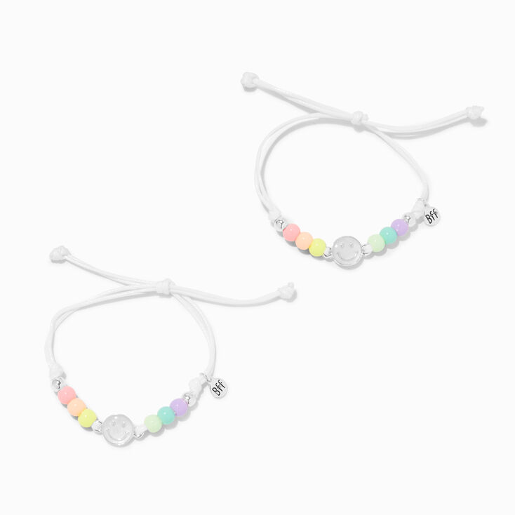 Best Friends Color-Changing UV Happy Face Rainbow Beads Bracelets - 2 Pack,