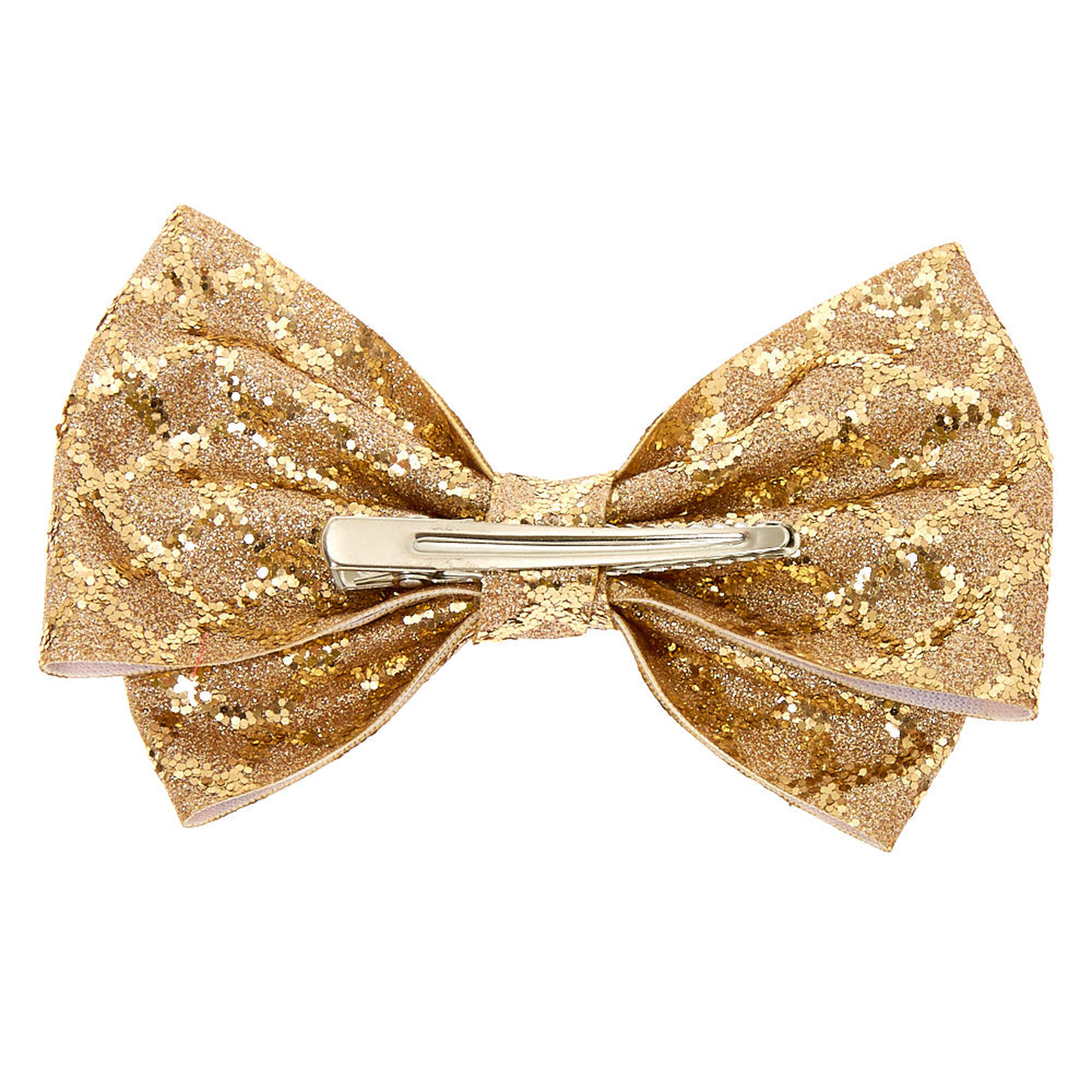 Glitter Holiday Hair Bow Clip - Gold | Claire's US