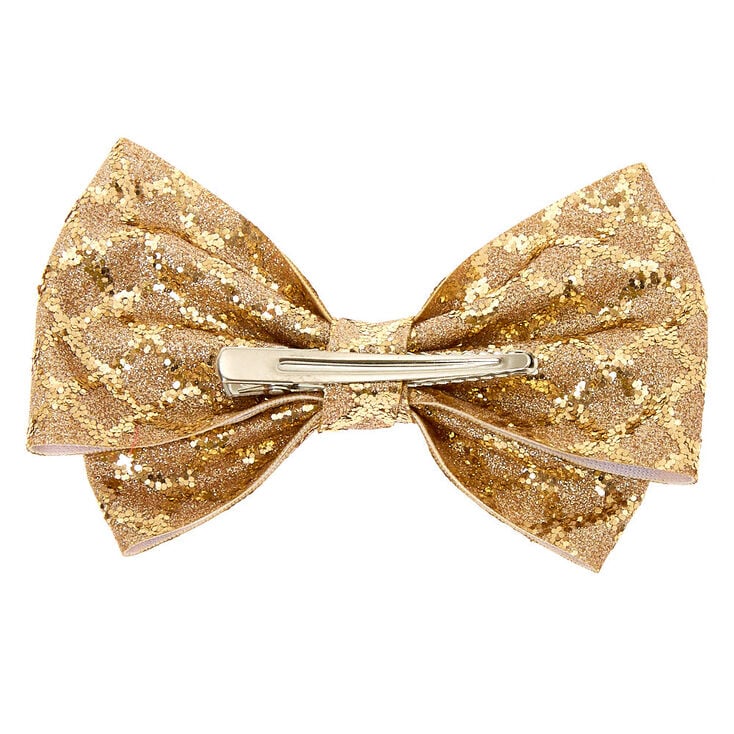 Christmas Glitter Hair Bow Clip - Gold | Claire's