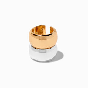 Manchette d&rsquo;oreille de grande taille bicolore en m&eacute;taux mixtes,