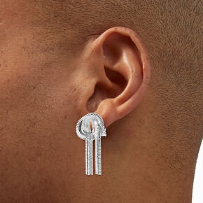 Silver-tone Knotted Rope 0.5&quot; Clip-On Drop Earrings ,