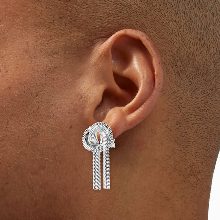 Pendantes &agrave; clip de 1,5 cm corde nou&eacute;e couleur argent&eacute;e,