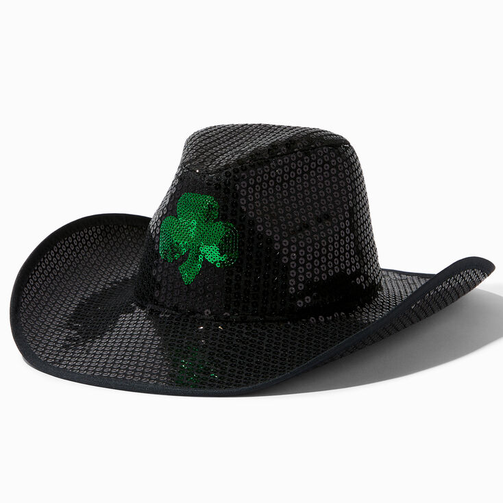 St. Patrick&#39;s Day Sequin Shamrock Cowboy Hat,