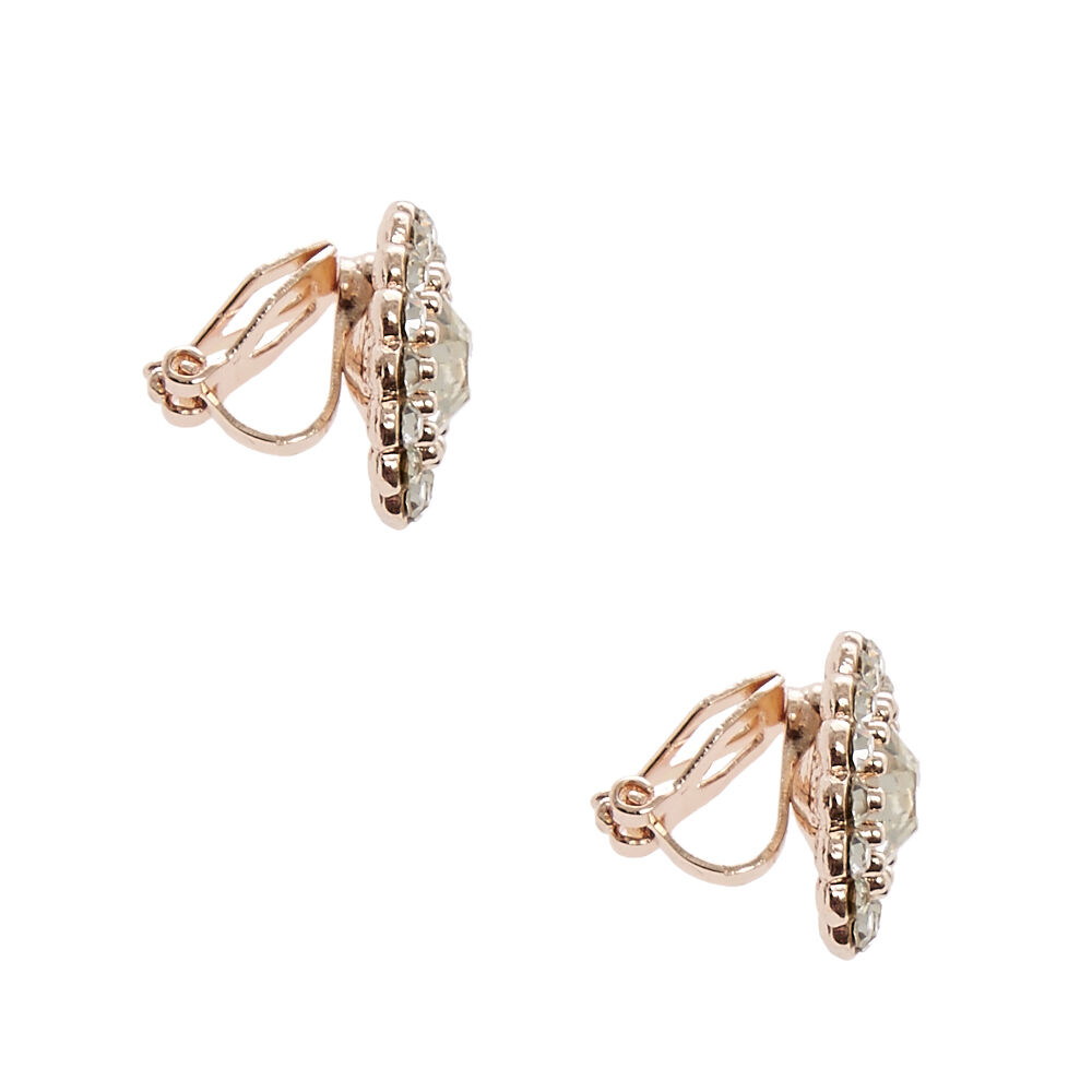 Clous d'oreilles à clip couleur doré rose à strass,
