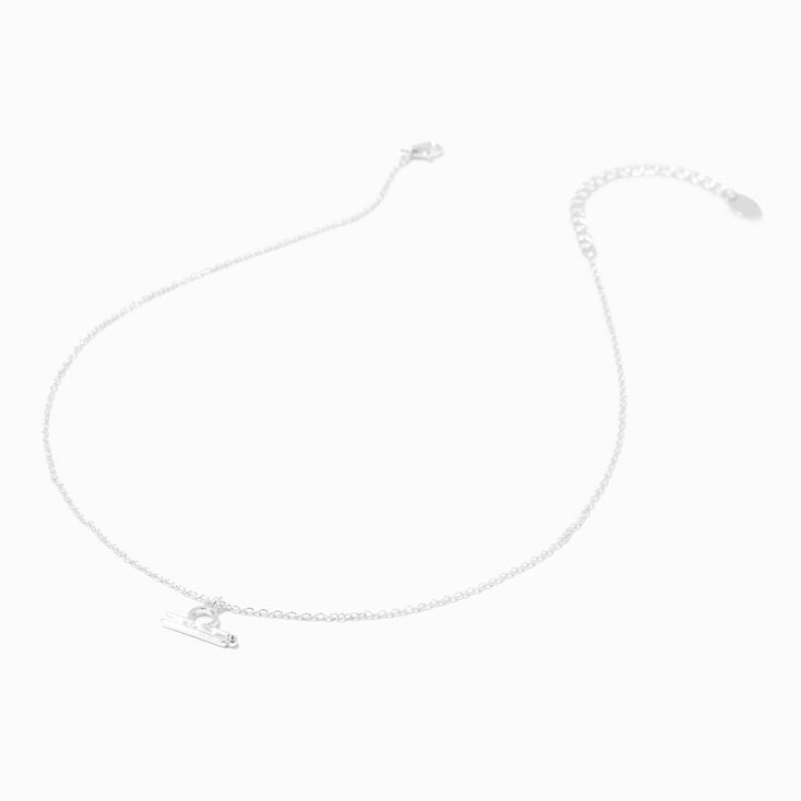 Silver-tone Crystal Zodiac Symbol Pendant Necklace - Libra,