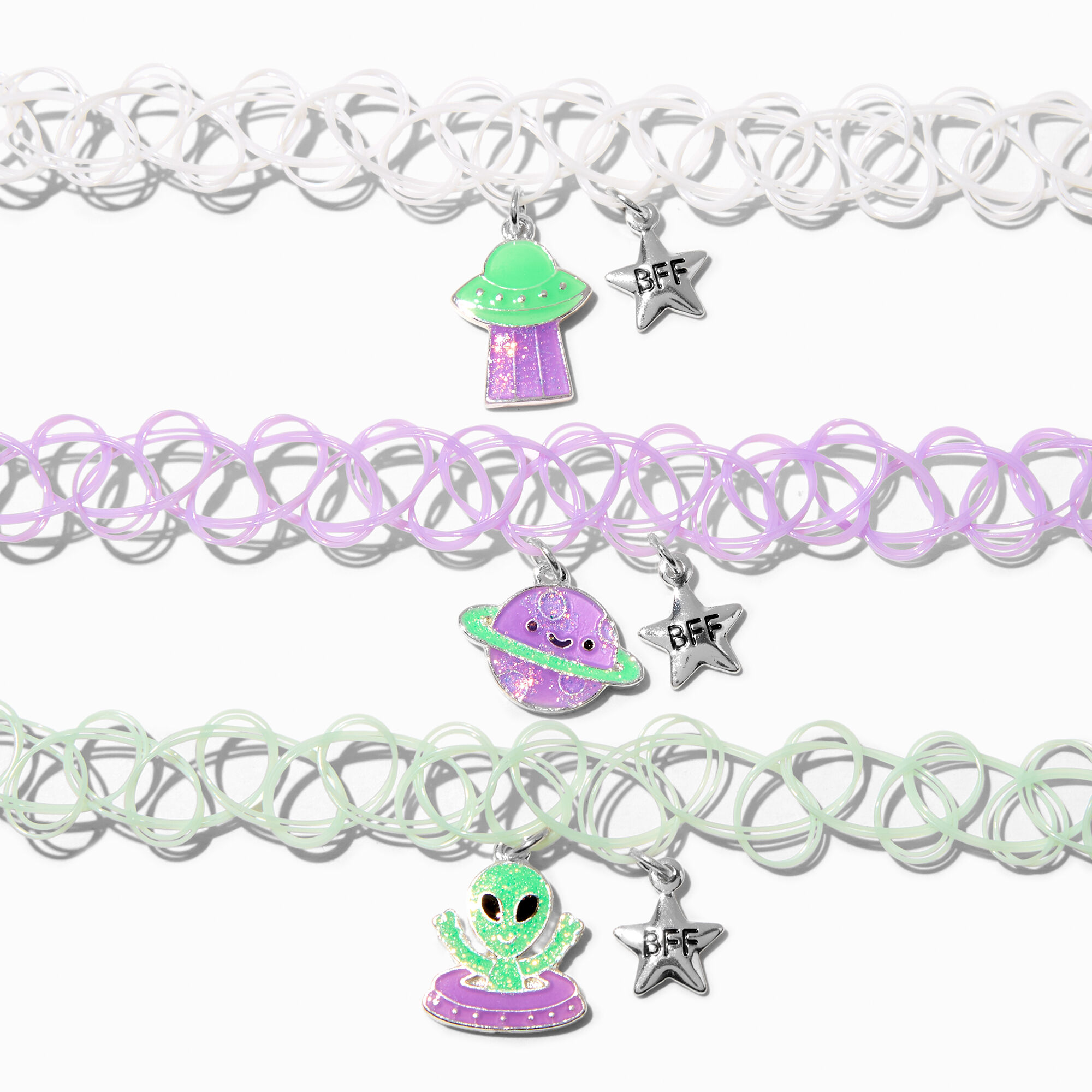 Best Friends Glow in the Dark Alien Tattoo Choker Necklaces 3