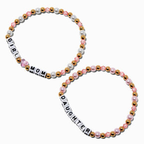 Best Friends Beaded &quot;Girl Mom&quot; &amp; &quot;Daughter&quot; Stretch Bracelets - 2 Pack,