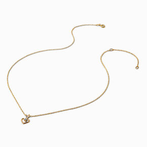 C LUXE by Claire&#39;s 14k Yellow Gold Cubic Zirconia Heart Pendant Necklace,