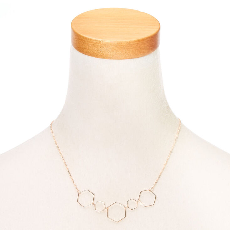 Rose Gold Hexagon Statement Necklace,
