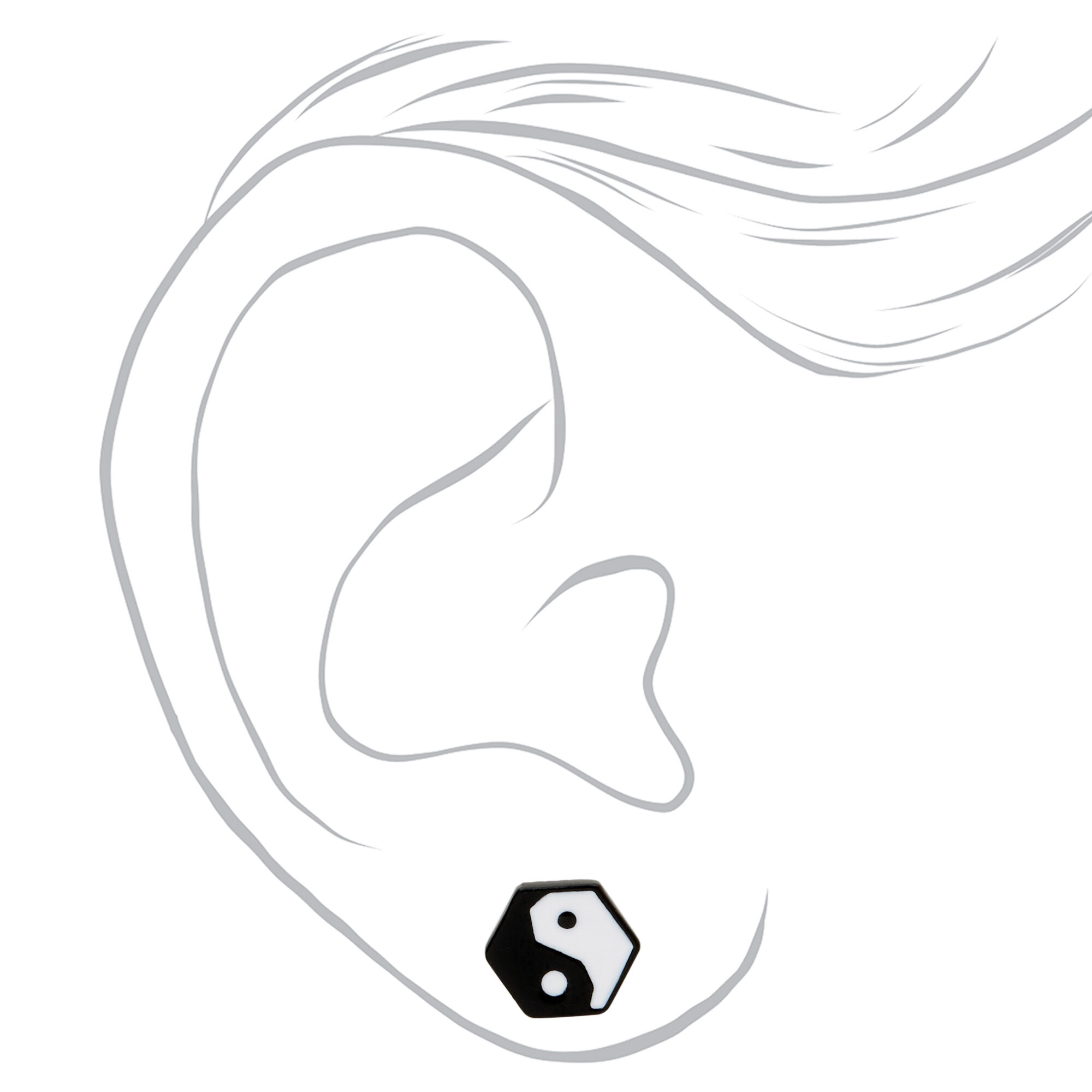 Octagon Yin Yang Stud Earrings,