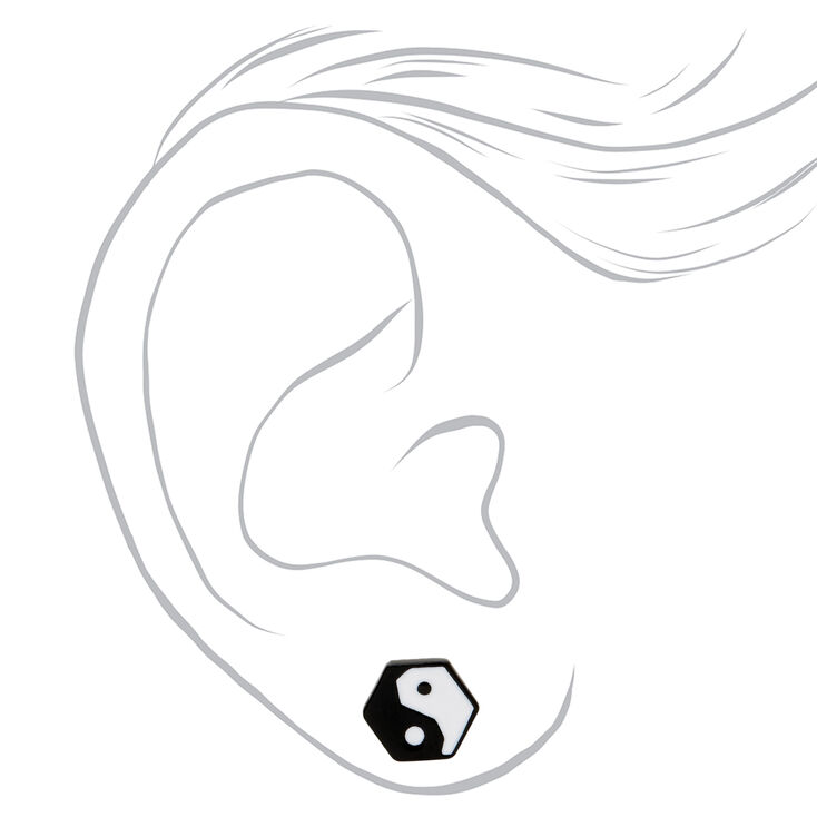 Octagon Yin Yang Stud Earrings,