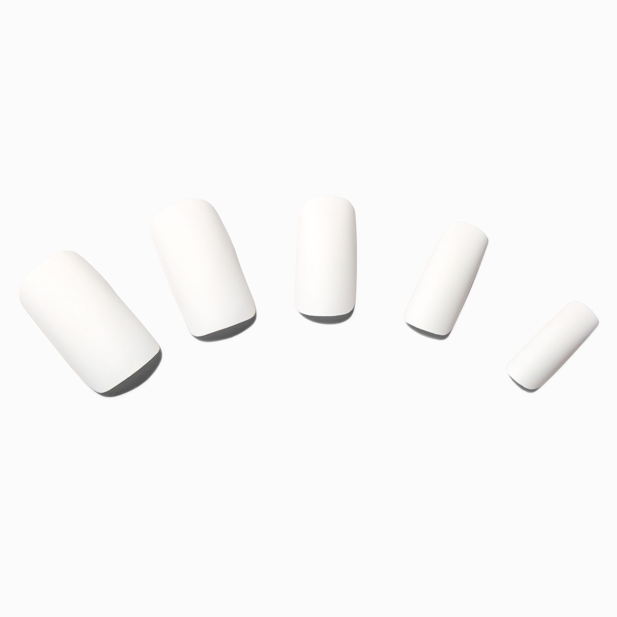 White Matte Long Square Vegan Faux Nail Set - 24 Pack,