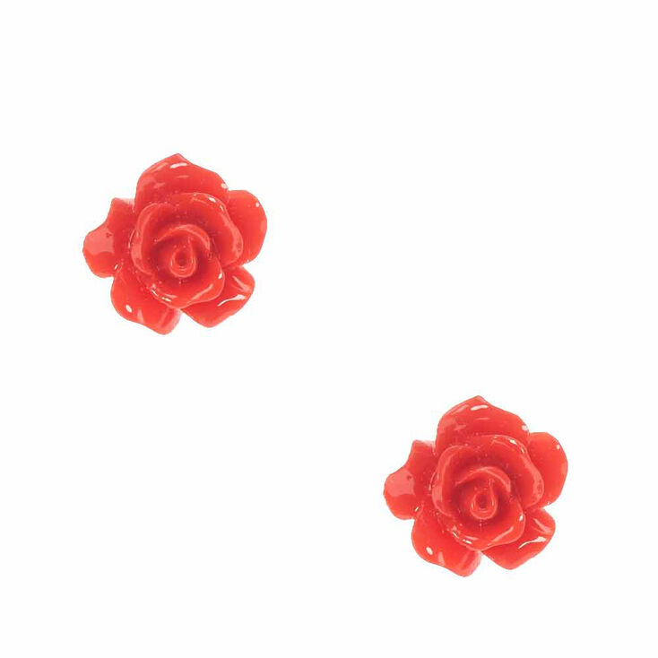 Claire's Clous d'oreilles rose rouge sculptée