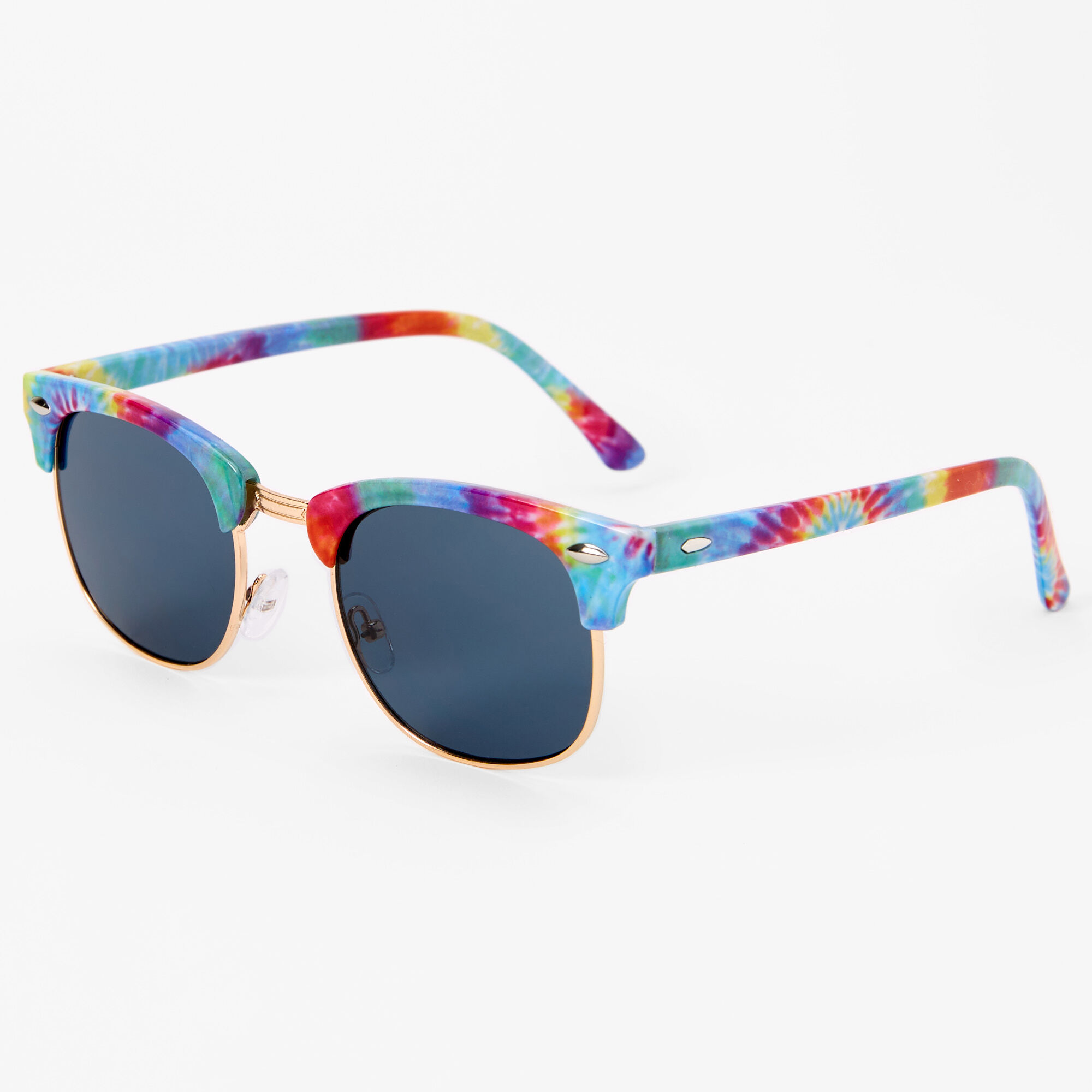 Bright Rainbow Tie Dye Retro Sunglasses Claire s US